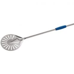GI Metal I-20F/120 Azzurra 8" Stainless Steel Round Turning Perforated Pizza Peel