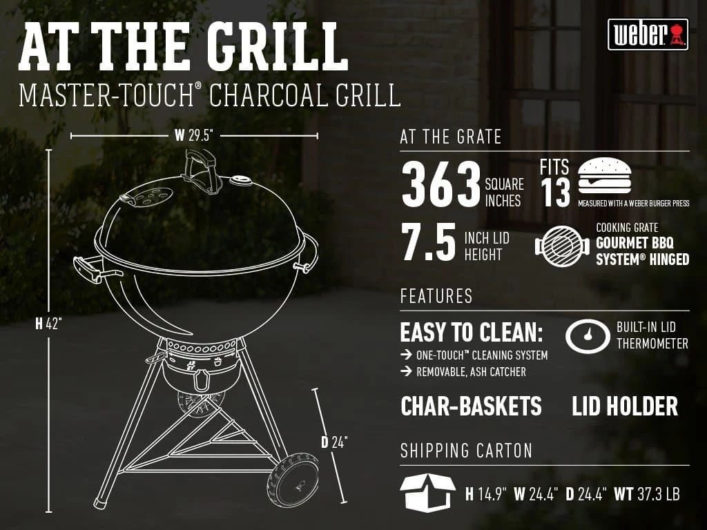 Grills I Smokers Weber Kettle Master-Touch Charcoal Grill 22" 12 Grills I Smokers Weber Kettle Master-Touch Charcoal Grill 22"