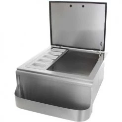 Pacific Coast Manufacturing (PCM) Ice Storage PCM 260 Series 18" Slide-In Ice Bin Cooler W/ Speed Rail & Condiment Holder