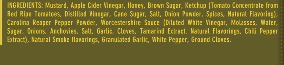 Burnt Ends Sauce Company Burnt Ends Reaper Gold Carolina Mustard Sauce With Carolina Reaper Peppers 5 Burnt Ends Sauce Company Burnt Ends Reaper Gold Carolina Mustard Sauce With Carolina Reaper Peppers
