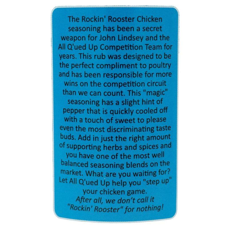 All Q'ued Up - Rockin' Rooster Chicken Rub 4 All Q'ued Up - Rockin' Rooster Chicken Rub