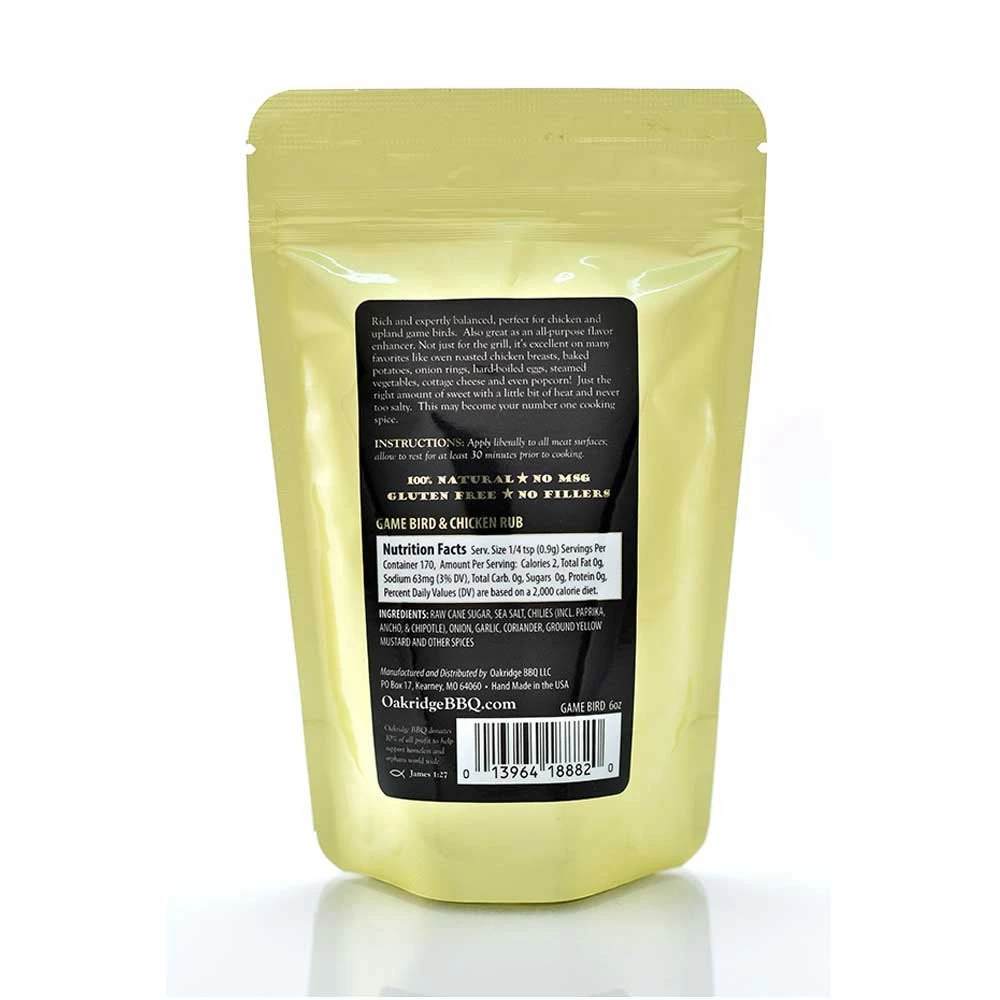 Oakridge BBQ Game Bird & Chicken Rub Sauces I Rubs 4 Oakridge BBQ Game Bird & Chicken Rub Sauces I Rubs