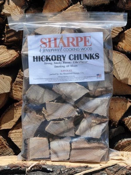 The Woodshed Hickory Chunks - Sharpe Gourmet Cooking Wood Bag (.45 Cu Ft) Fuels 3 The Woodshed Hickory Chunks - Sharpe Gourmet Cooking Wood Bag (.45 Cu Ft) Fuels