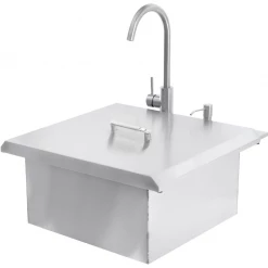 Pacific Coast Manufacturing (PCM) Outdoor Kitchen PCM 260 Series 21" Outdoor Rated Stainless Steel Drop In Sink With Hot/Cold Faucet