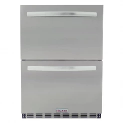 Outdoor Kitchen Blaze 23.5" 5.1 Cu. Ft. Outdoor Rated Stainless Steel Double Drawer Refrigerator